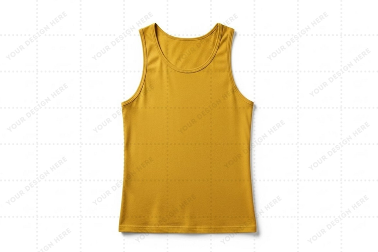 Golden yellow sleeveless T-shirt Mockup Design