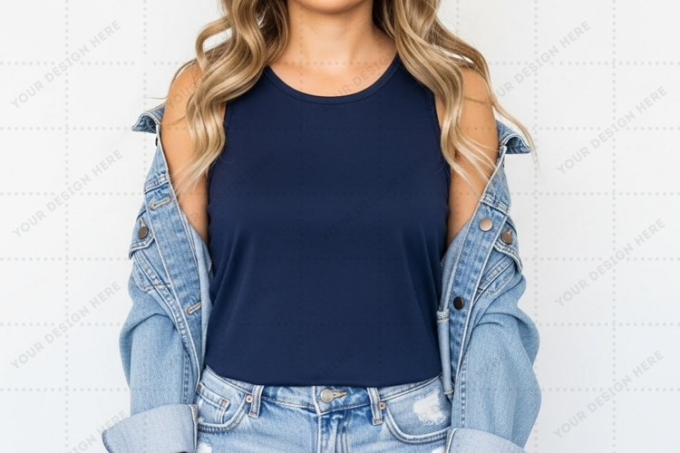 Navy blue T-shirt Mockup Design