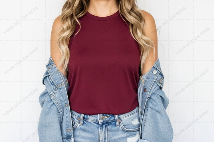 Burgundy T-shirt Mockup Design