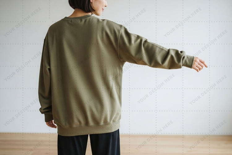 Olive green oversized sweatshirt mockup