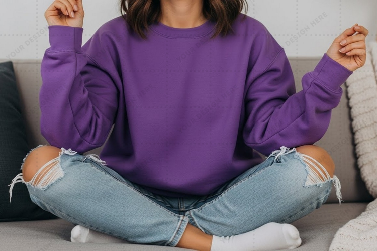 Purple long sleeve t-shirt mockup design