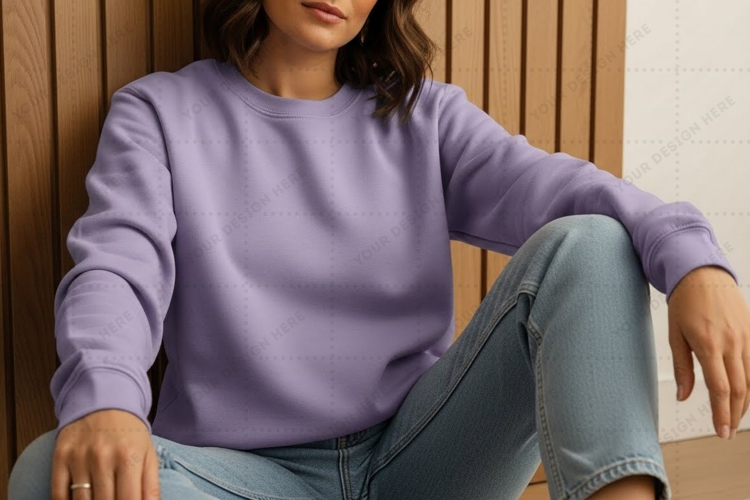 Lavender long sleeve t-shirt mockup