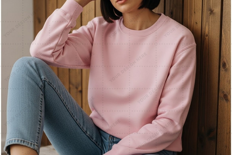 Elegant pink long-sleeve t-shirt mockup