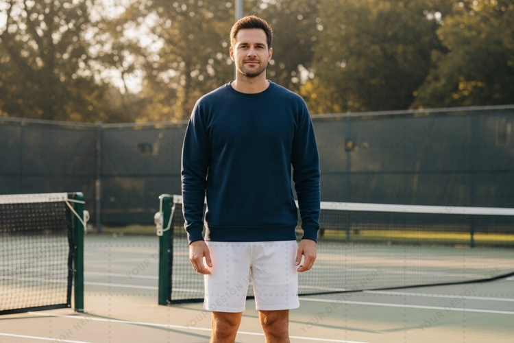 Mens tennis sweatshirt and shorts set mockup