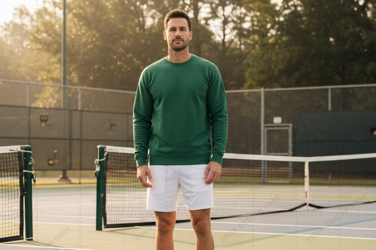 Mens green long sleeve t-shirt sportswear mockup