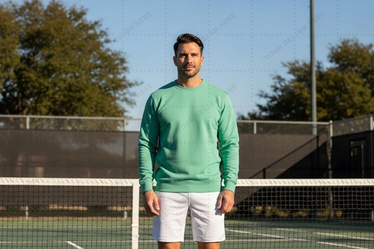 Mens green long-sleeve tennis t-shirt mockup