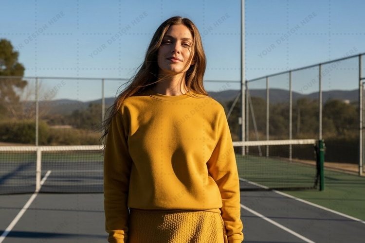 Casual mustard yellow t-shirt mockup design