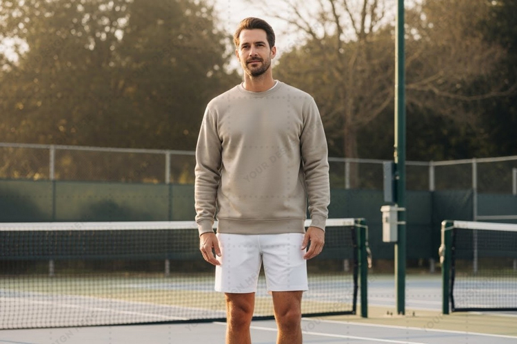 Mens tennis sweatshirt and shorts set mockup