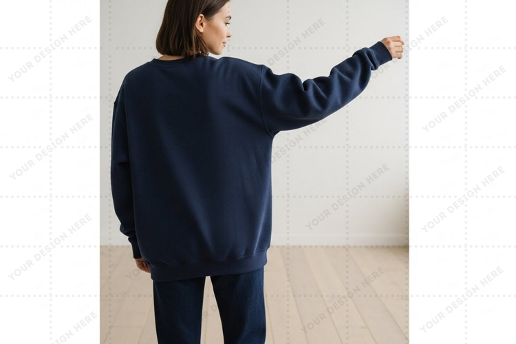Navy blue oversized sweatshirt mockup