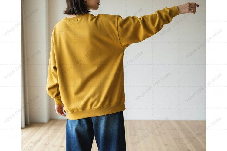 Mustard yellow oversized sweatshirt mockup