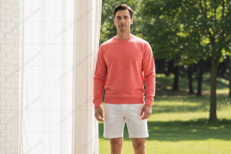 Mens casual t-shirt and shorts outfit mockup