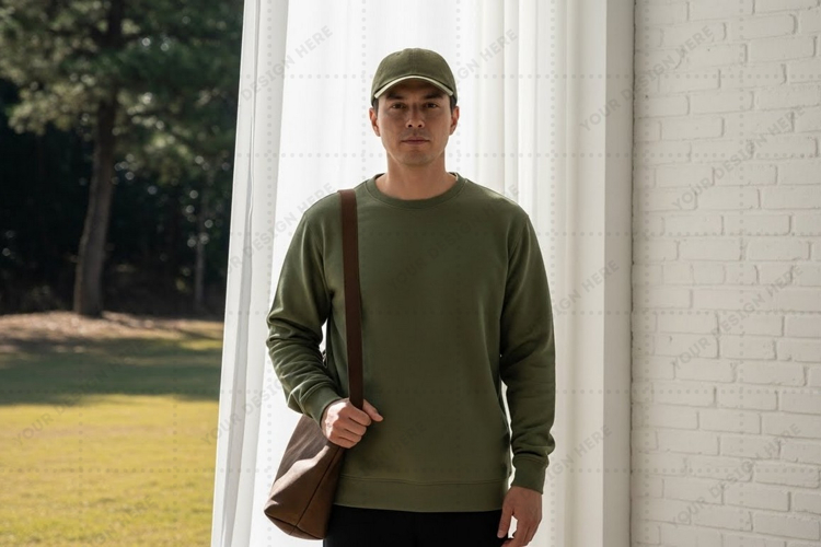 Olive green t-shirt mockup design