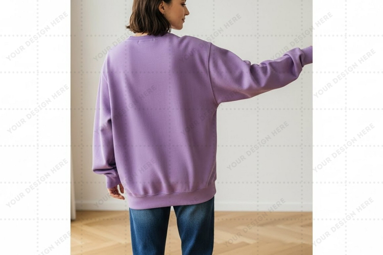 Purple oversized sweatshirt t-shirt mockup design