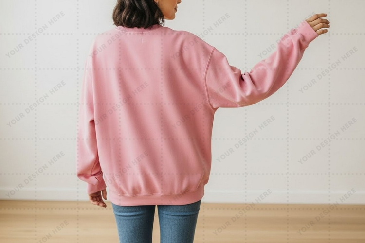 Pink oversized sweatshirt t-shirt mockup design