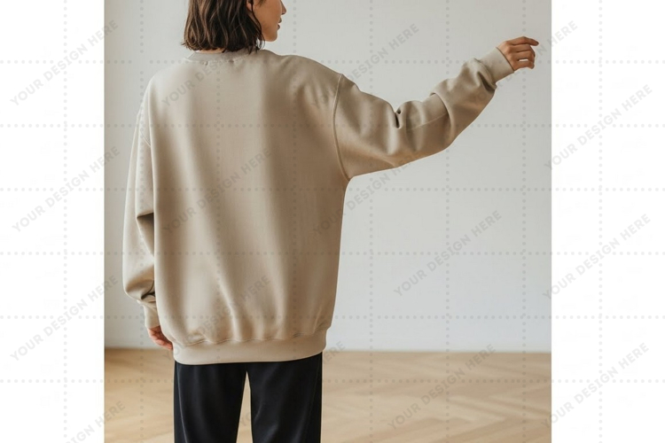 Oversized beige sweatshirt mockup