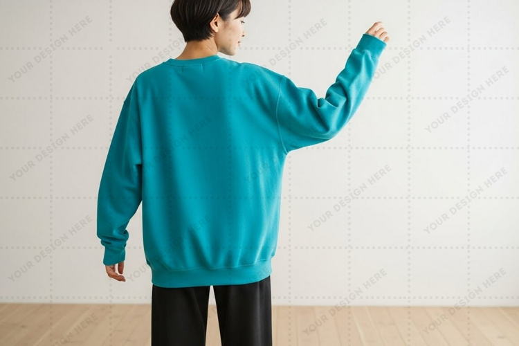 Teal blue oversized t-shirt mockup design