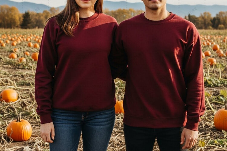 Autumn harvest maroon t-shirt mockup example image 1