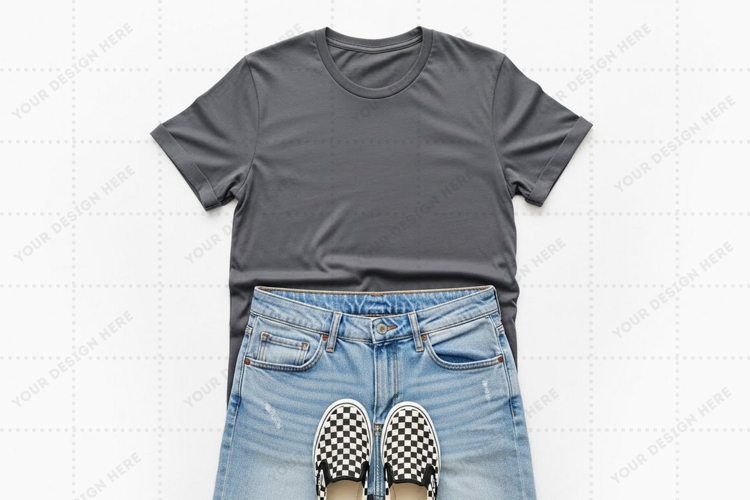 Casual t-shirt and jeans outfit mockup