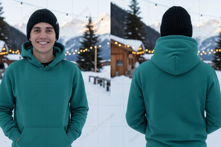 Green hoodie t-shirt mockup design