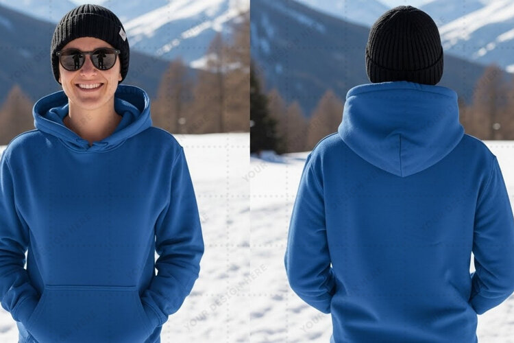 Blue hoodie mockup design example image 1