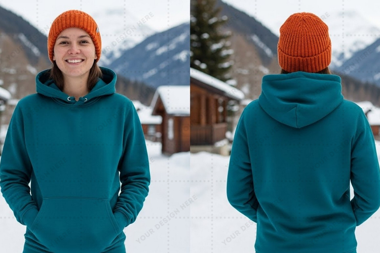 Teal hoodie t-shirt mockup design