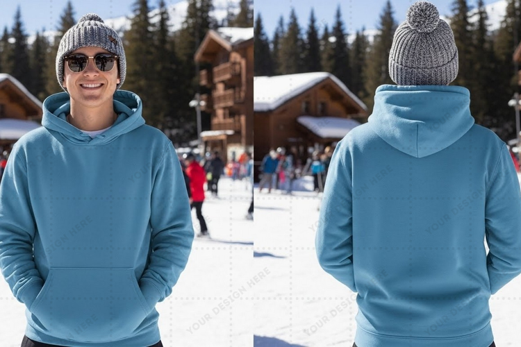 Light blue hoodie t-shirt mockup design