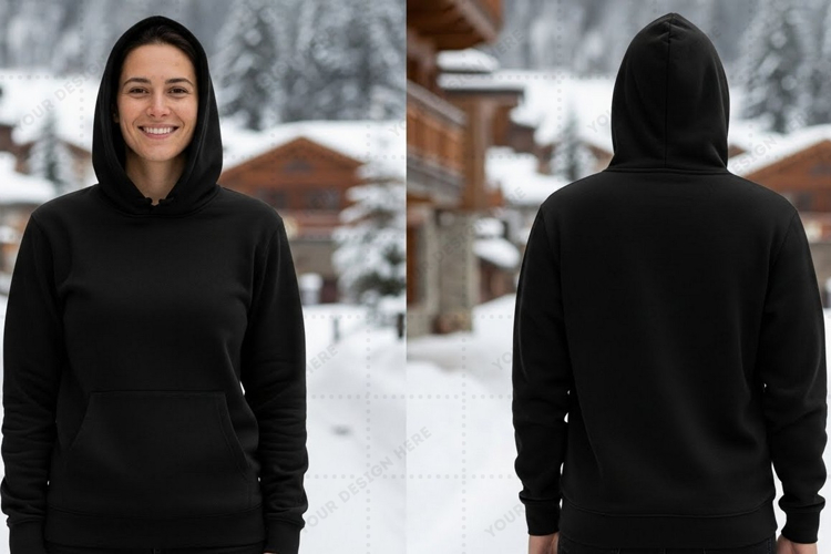 Black hoodie t-shirt mockup design