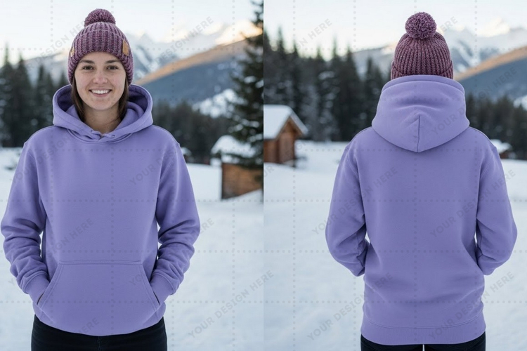 Purple hoodie t-shirt mockup design