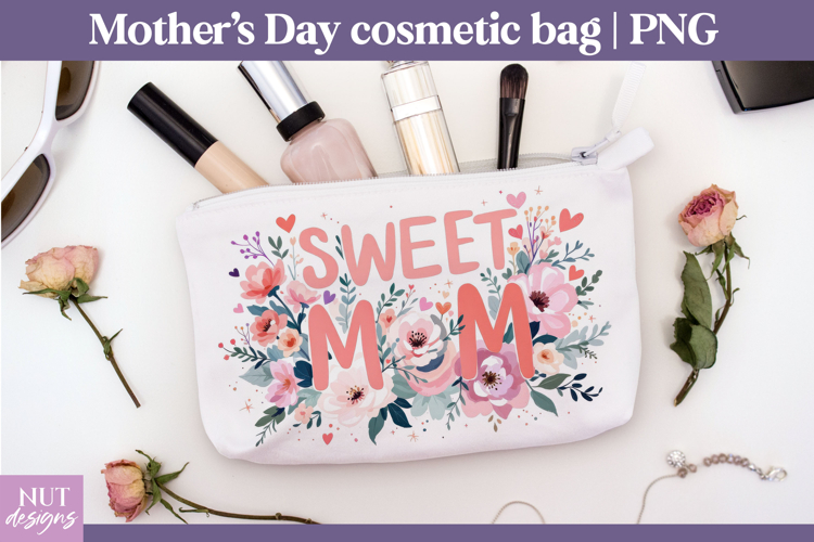 Sweet Mom Floral Cosmetic Bag mom gift Mothers day