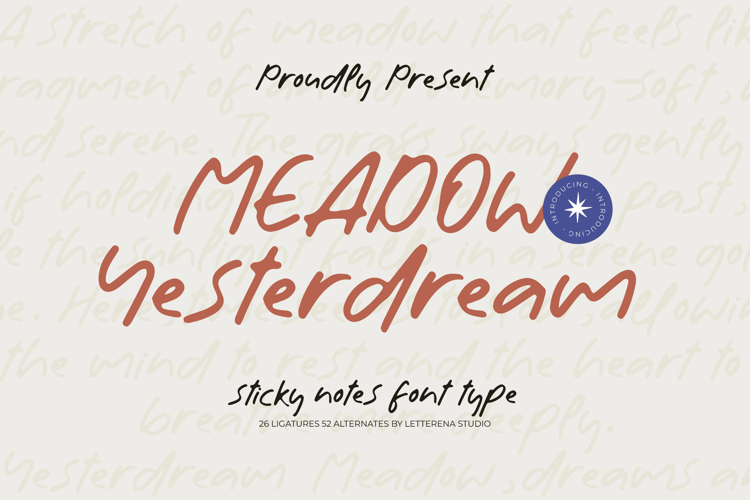 Meadow Yesterdream - Sticky Notes Font Type