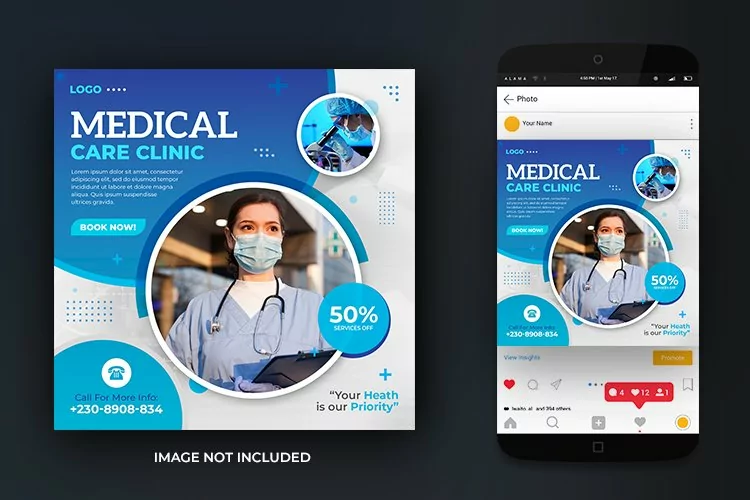 Medical Care Clinic Healthcare Social Media Design Template
