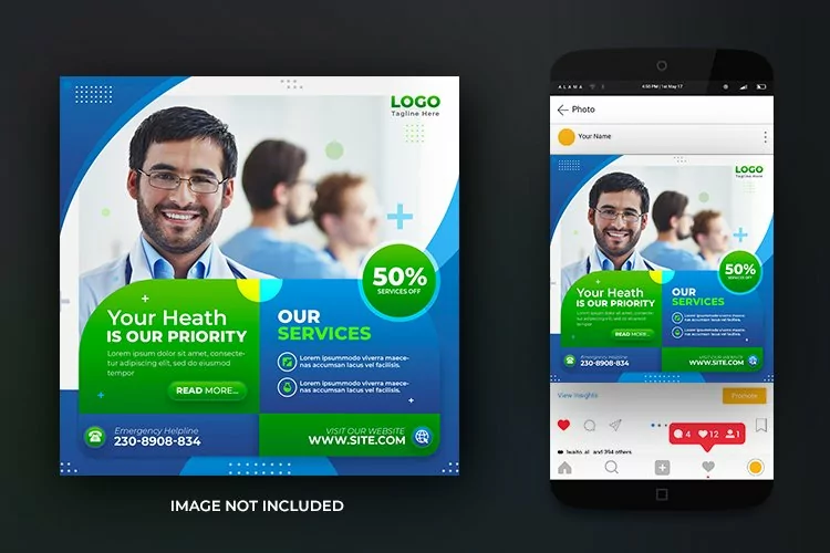 Medical Care Clinic Healthcare Social Media Design Template