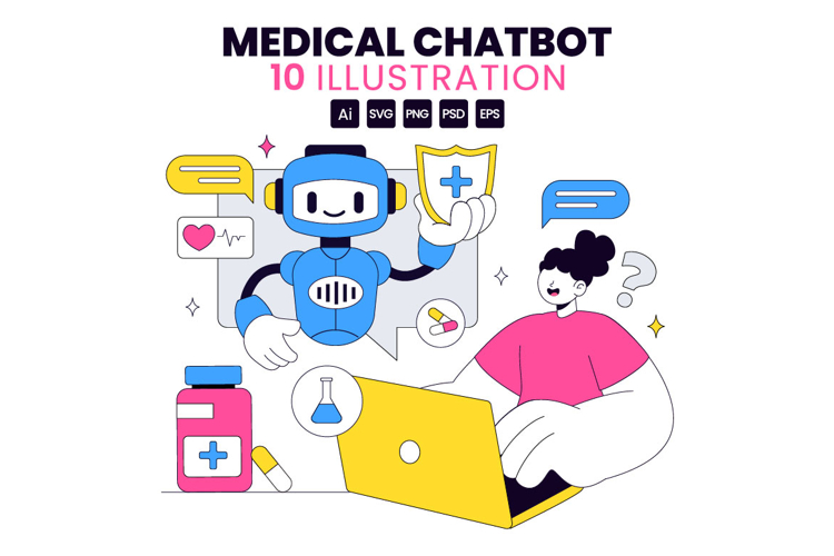 10 Medical Chatbot Vector Illustration