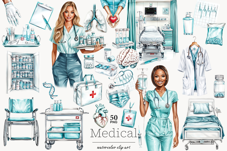 Medical Clipart Set | Nurse & Doctor PNG Illustrations