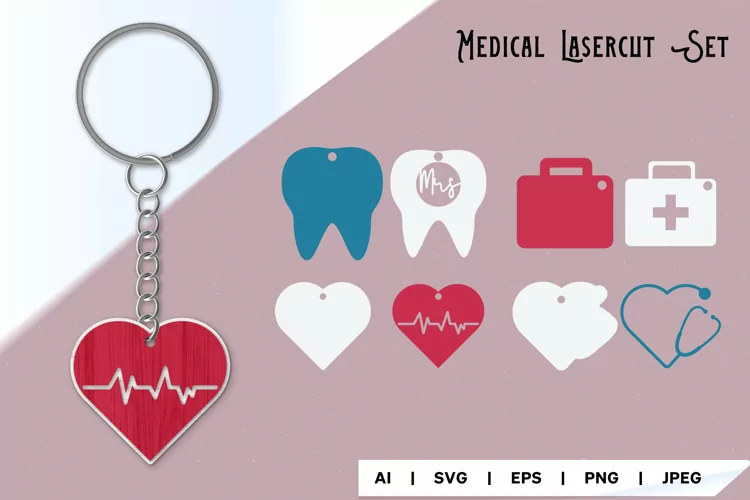 Medical Equipment SVG Keychain Laser Cutting Set