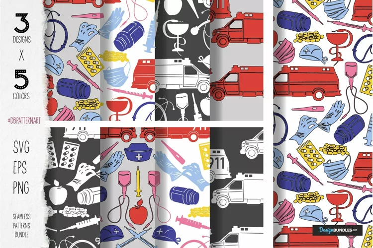 Medicine svg pattern bundle for medical worker