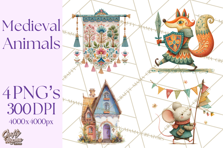 Medieval Animal Knights Heraldic Woodland Creatures Fantasy