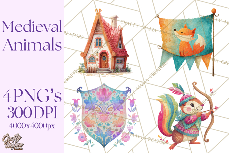 Medieval Animal Knights Heraldic Woodland Creatures Fantasy