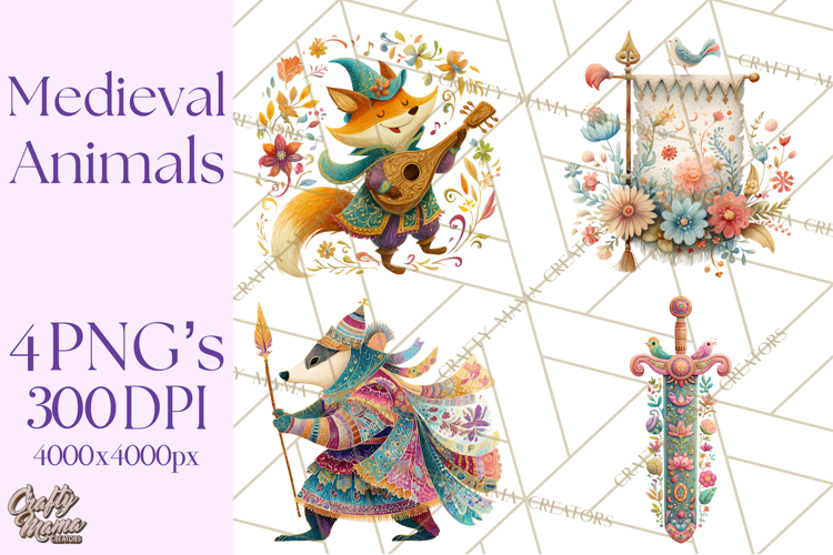 Medieval Animal Knights Heraldic Woodland Creatures Fantasy