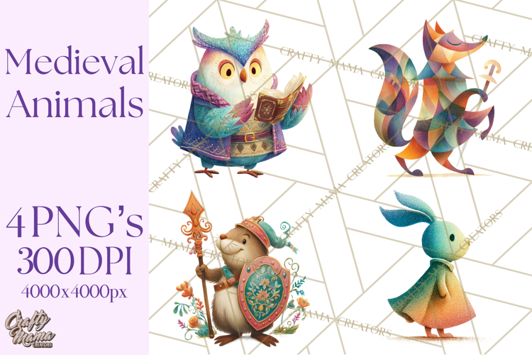 Medieval Animal Knights Heraldic Woodland Creatures Fantasy