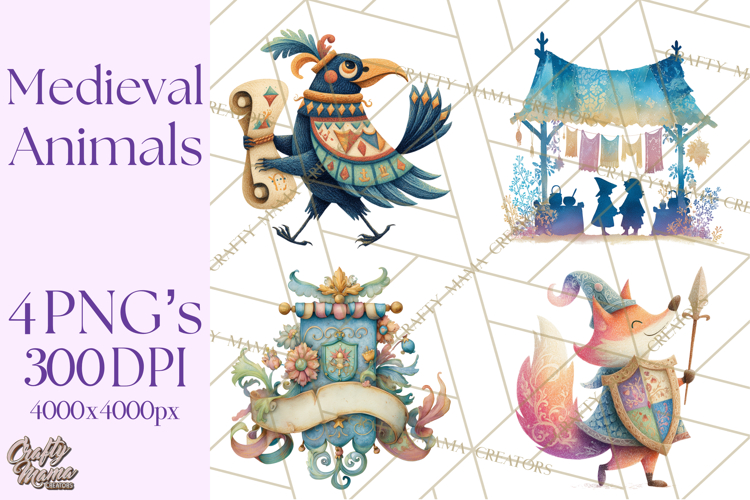 Medieval Animal Knights Heraldic Woodland Creatures Fantasy