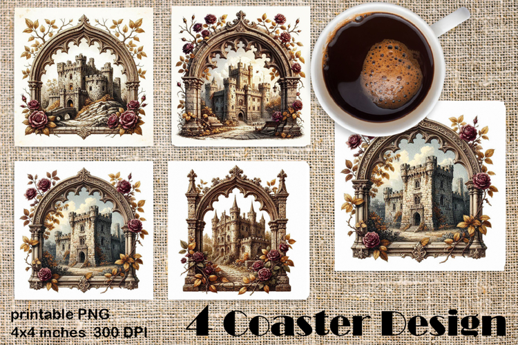 Medieval Castle Coaster PNG | Gothic Fantasy Sublimation