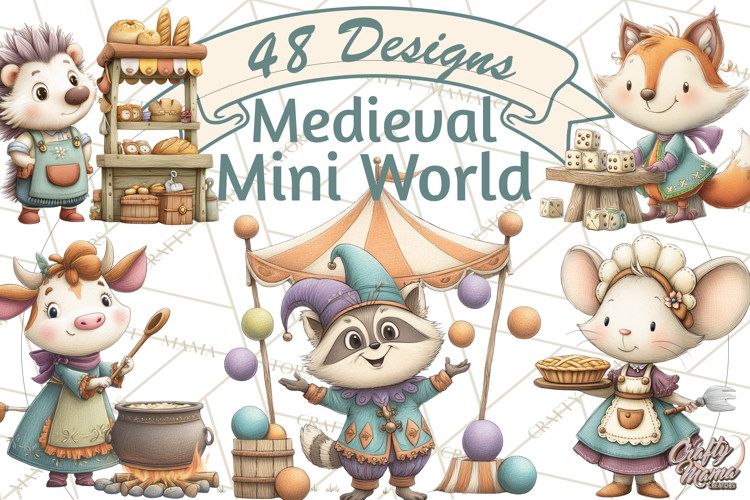 Medieval Fairground Animal Clipart PNG, Cute Animal Png