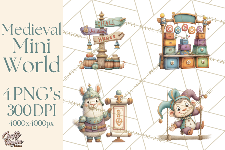 Medieval Fairground Animal Clipart PNG, Cute Animal Png