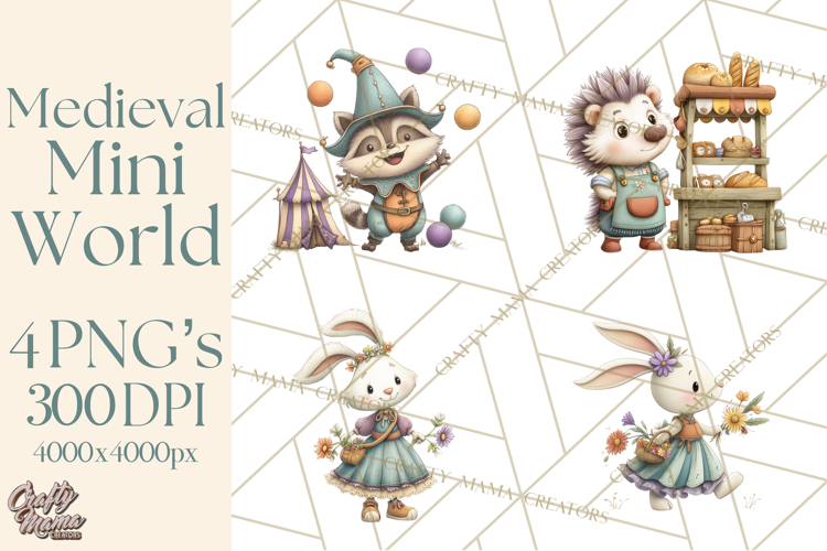 Medieval Fairground Animal Clipart PNG, Cute Animal Png