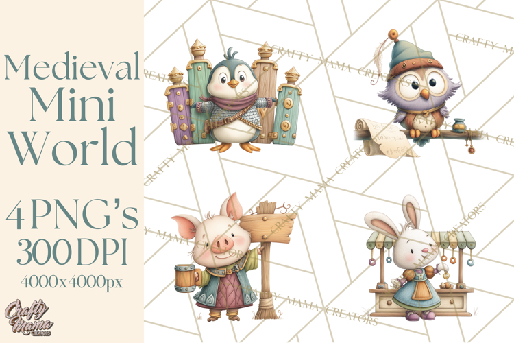 Medieval Fairground Animal Clipart PNG, Cute Animal Png
