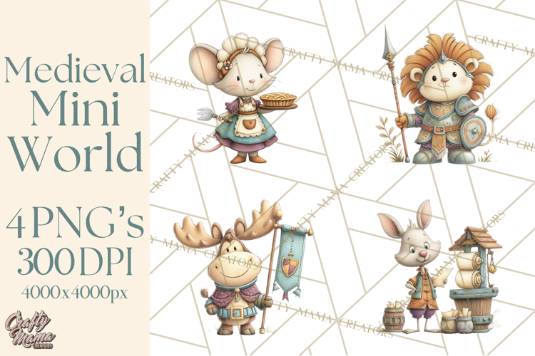 Medieval Fairground Animal Clipart PNG, Cute Animal Png