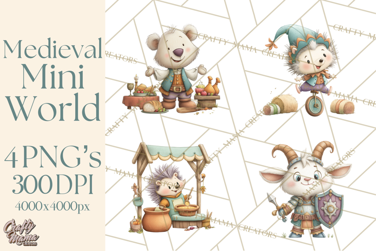 Medieval Fairground Animal Clipart PNG, Cute Animal Png
