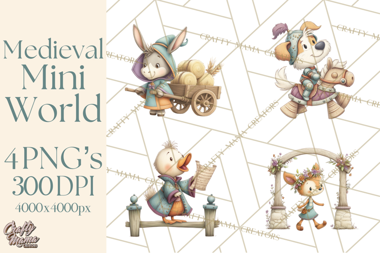 Medieval Fairground Animal Clipart PNG, Cute Animal Png
