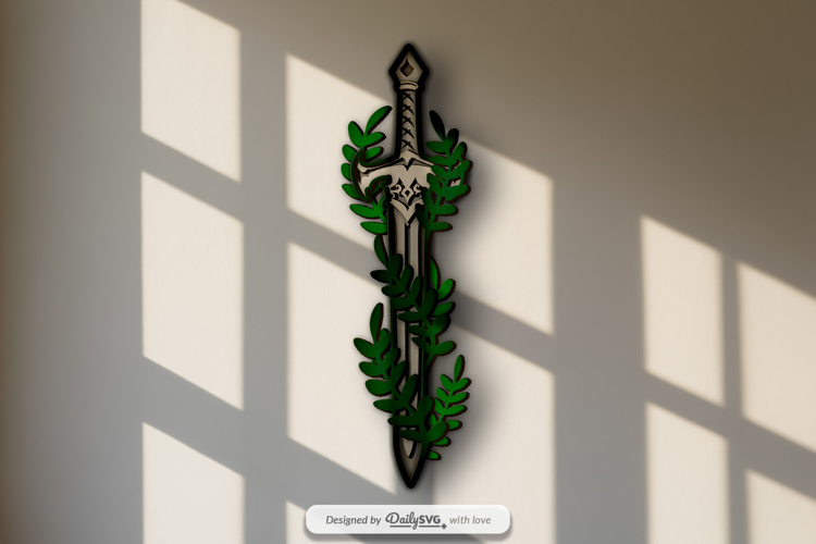 Medieval Sword Layered SVG - Laser Cut 3D Fantasy Wall Art